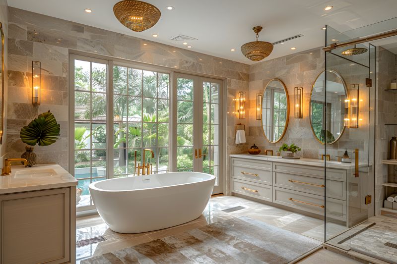 Luxury bathtub with contemporary fixtures
