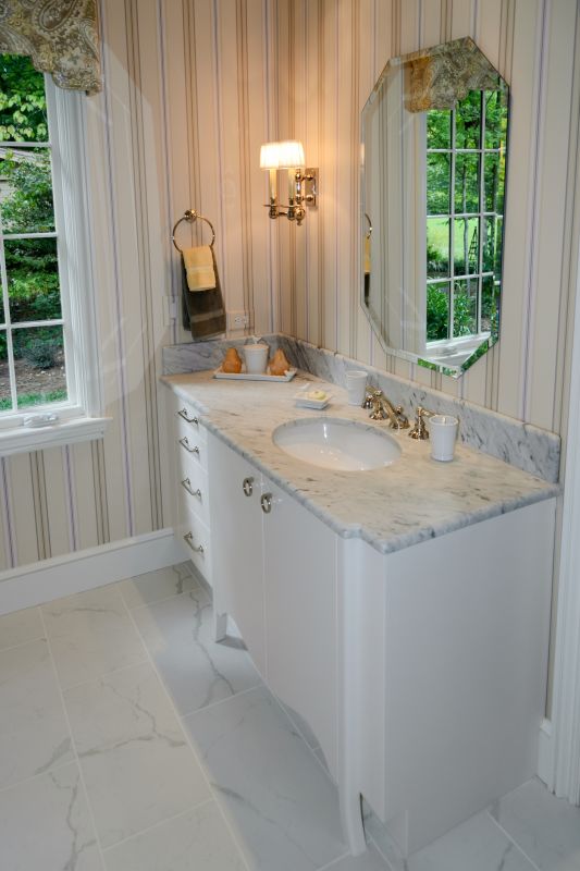 Elegant vanity with marble countertop