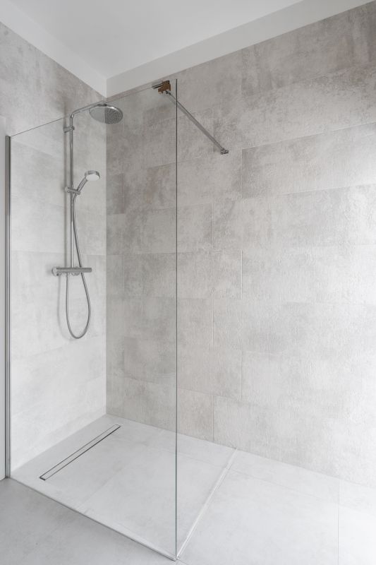 Walk-in shower with rainfall showerhead