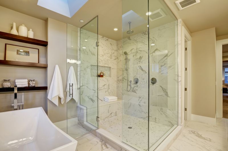 Elegant Shower with Built-in Shelves